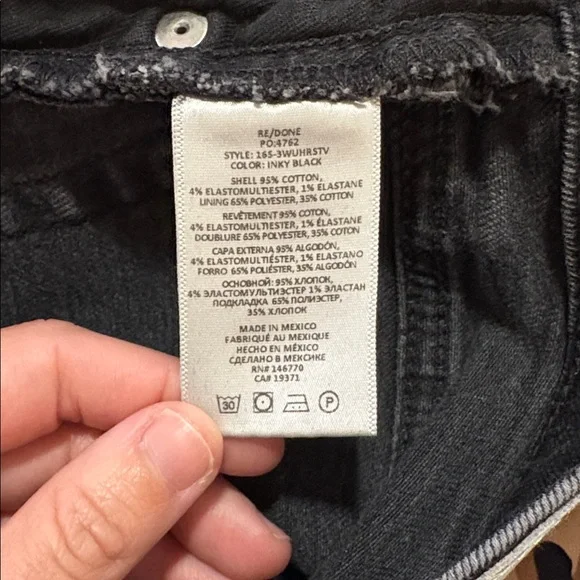 RE/DONE 70s High Rise Stove Pipe Jeans in Inky Black SZ 28 EUC - Picture 5 of 6